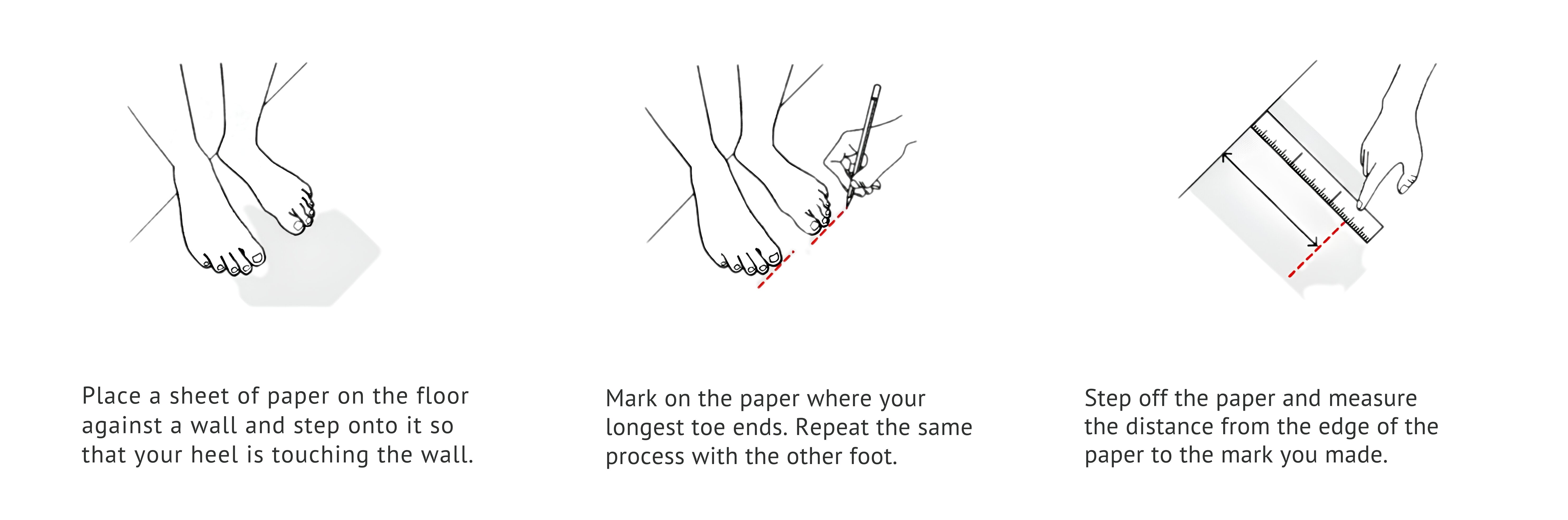 Choosing the right hiking boot size – instructions for measuring your foot at home with paper